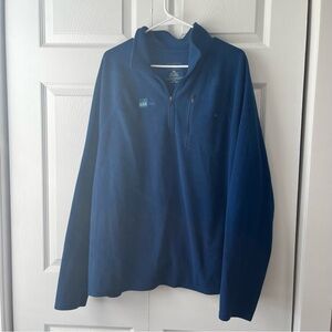 L.L. Bean Fleece Quarter Zip Long Sleeve Shirt XXL Blue Zip Pocket Logo
